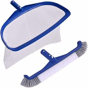 POOLAZA Pool Brush with Pool Skimmer Net Kit, 17.5"